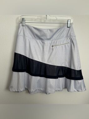 Gg Blue Mini Skort with Blue Pattern and Ruffle